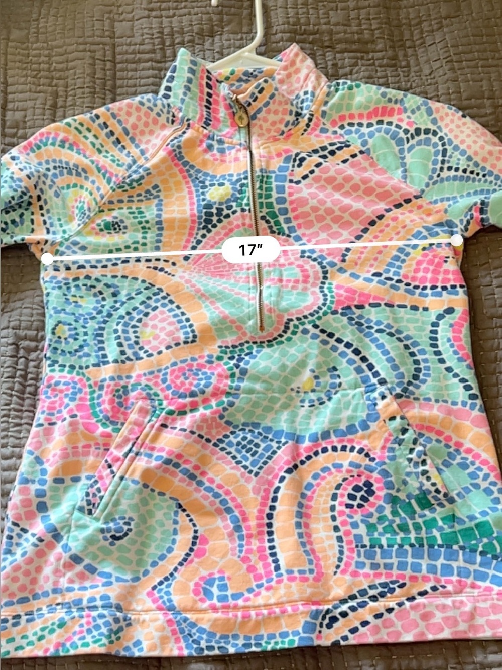 Lilly Pulitzer Skipper Popover Title Wave Mosaic 1/2 Zip Long Sleeve Size S - Picture 13 of 14